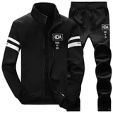 Autumn New Men Tracksuit Casual Solid Striped Zipper Sets Two Pieces Jackets + Pants 2019 Male Sportswear Sporting Suits Outwear