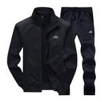 Autumn New Men Tracksuit Casual Solid Striped Zipper Sets Two Pieces Jackets + Pants 2019 Male Sportswear Sporting Suits Outwear