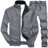 Autumn New Men Tracksuit Casual Solid Striped Zipper Sets Two Pieces Jackets + Pants 2019 Male Sportswear Sporting Suits Outwear