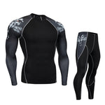 Hot Underwear Men Brand Tracksuit Rash gard Kit Quick drying Men Gym Clothes Man Compression Thermal Underwear Set slim joggers